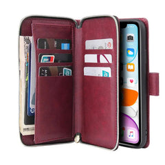 Ibaroy Classic Wallet Phone Case, 9 Card Slots, Premium Leather, Credit Card Holder, Shockproof Case